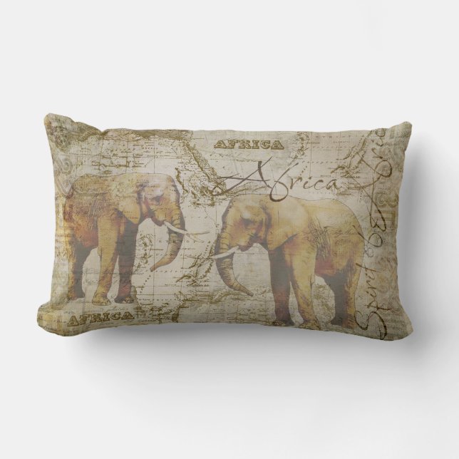 African Elephants Lumbar Pillow (Front)