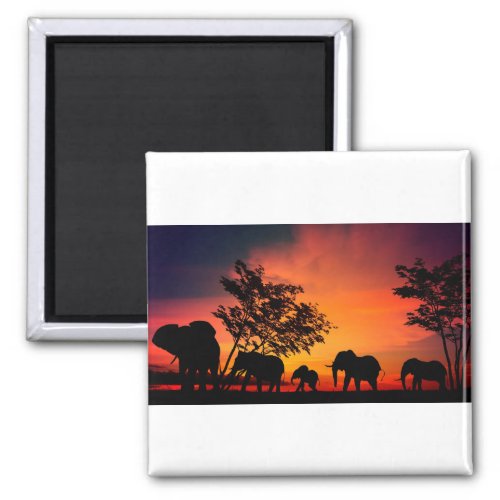 African Elephants on the Serengeti Plains Magnet