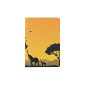 African Elephants playing at sunset Passport Holder