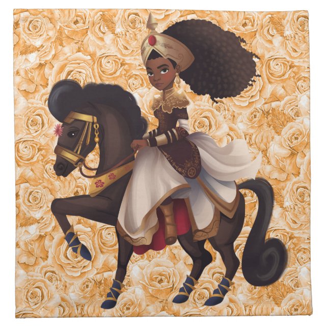 African Equestrian Princess Cloth Napkins (Front)
