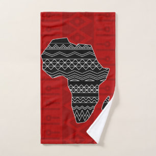 African Ethic Ornament Black and red N9 Bath Towel Set