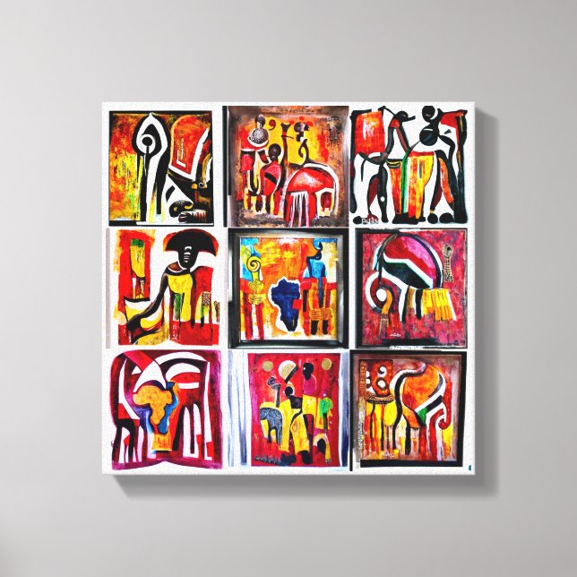 African Ethnic Art Abstract Painting Canvas Print (Front)