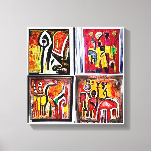 African Ethnic Art Abstract Painting Canvas Print