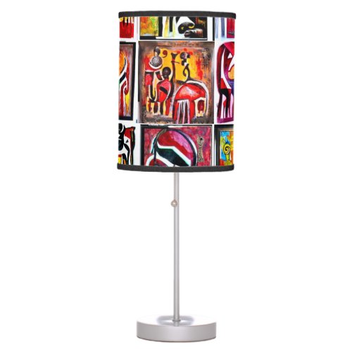 African Ethnic Art Abstract Painting Table Lamp