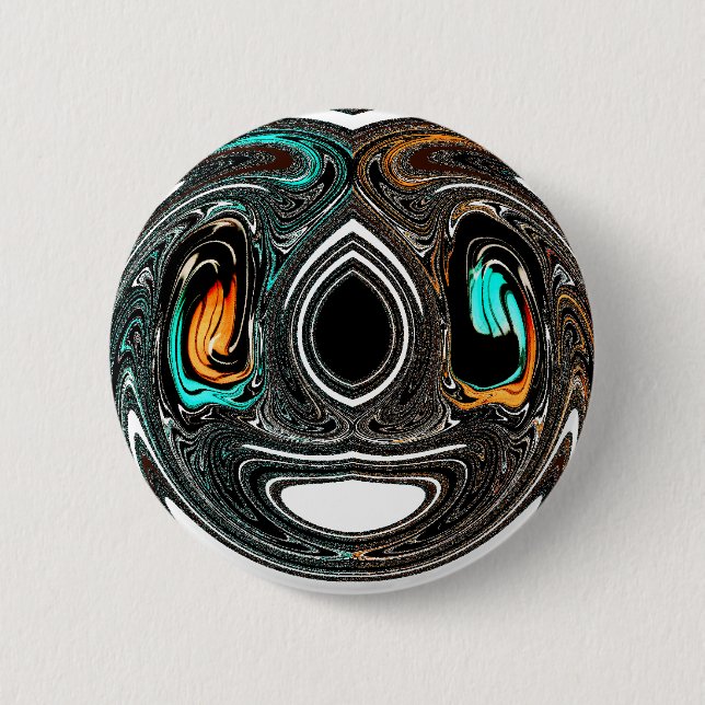 African Ethnic Doodle Zebra textured Art Print Button (Front)