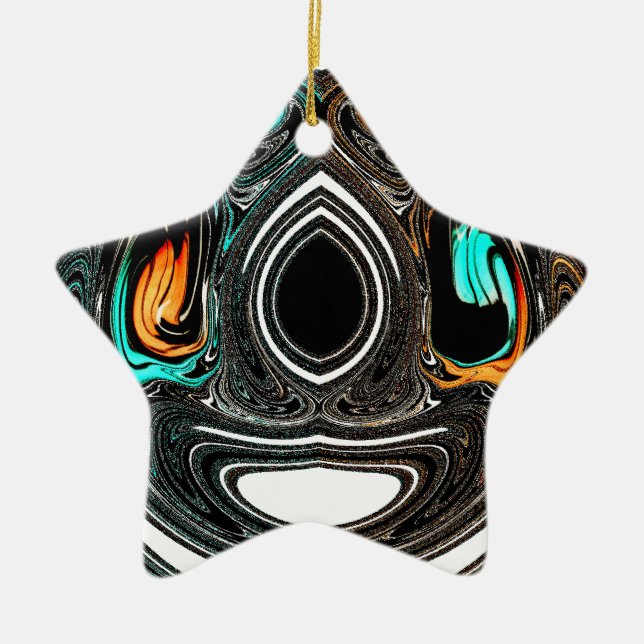 African Ethnic Doodle Zebra textured Art Print Ceramic Ornament (Front)
