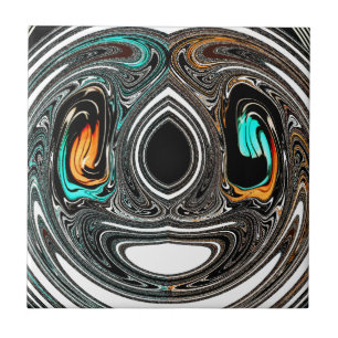 African Ethnic Doodle Zebra textured Art Print Ceramic Tile