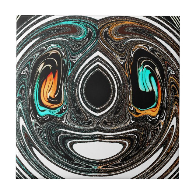 African Ethnic Doodle Zebra textured Art Print Ceramic Tile (Front)