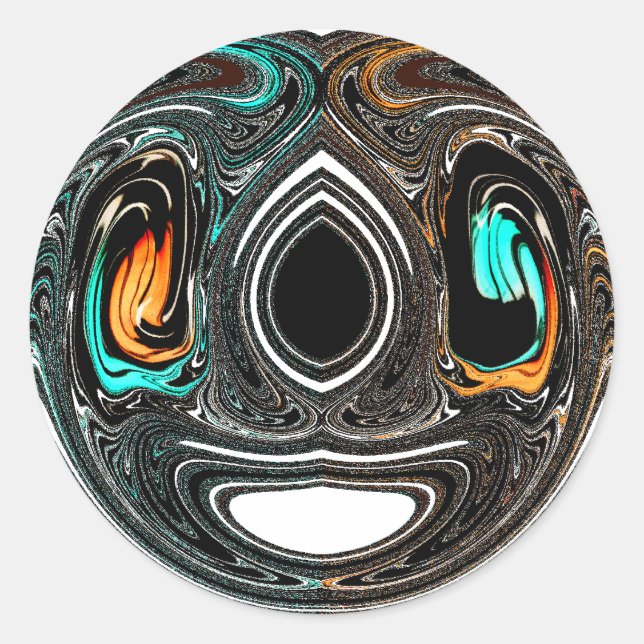 African Ethnic Doodle Zebra textured Art Print Classic Round Sticker (Front)