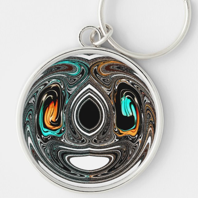 African Ethnic Doodle Zebra textured Art Print Keychain (Front)