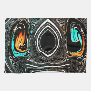 African Ethnic Doodle Zebra textured Art Print Kitchen Towel