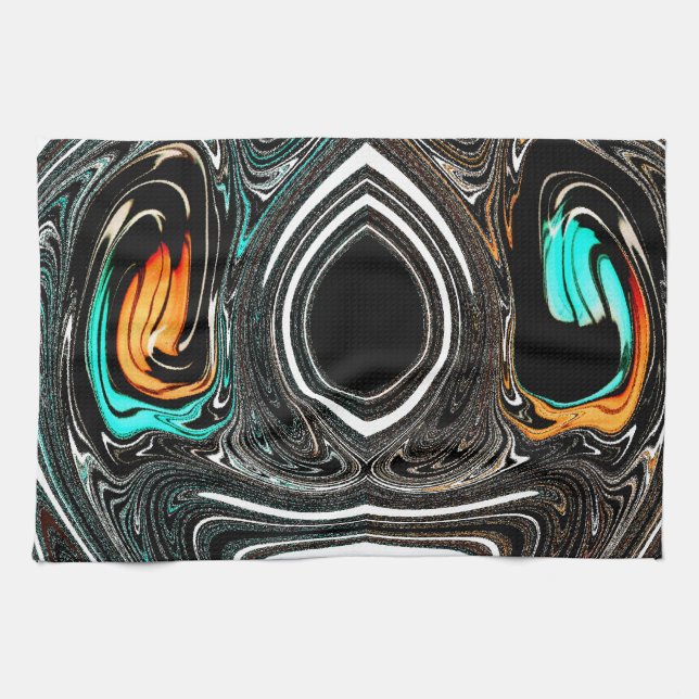 African Ethnic Doodle Zebra textured Art Print Kitchen Towel (Horizontal)