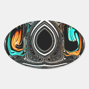 African Ethnic Doodle Zebra textured Art Print Oval Sticker