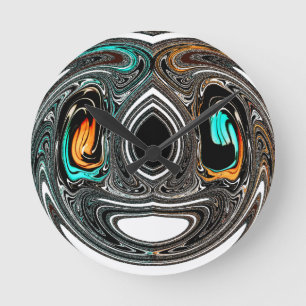 African Ethnic Doodle Zebra textured Art Print Round Clock