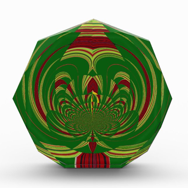 African Ethnic Green Floral Motif Pattern Design Acrylic Award (Front)