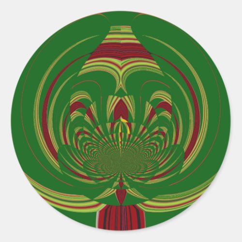 African Ethnic Green Floral Motif Pattern Design Classic Round Sticker