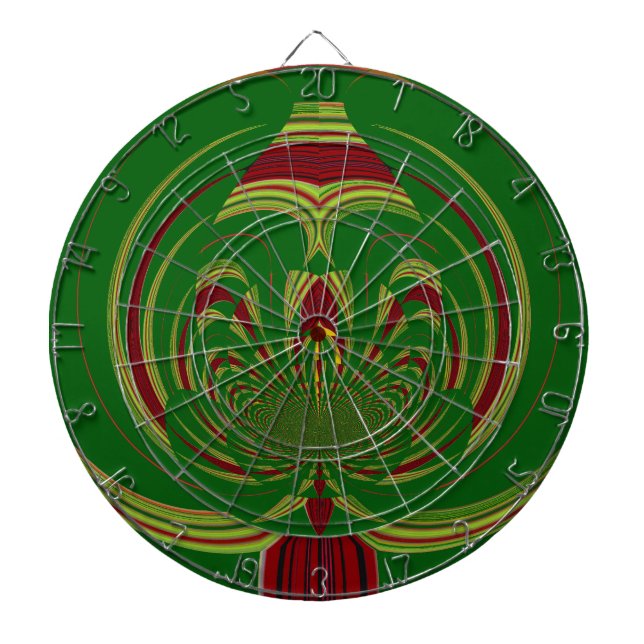 African Ethnic Green Floral Motif Pattern Design Dart Board (Front)