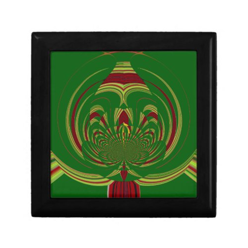 African Ethnic Green Floral Motif Pattern Design Keepsake Box