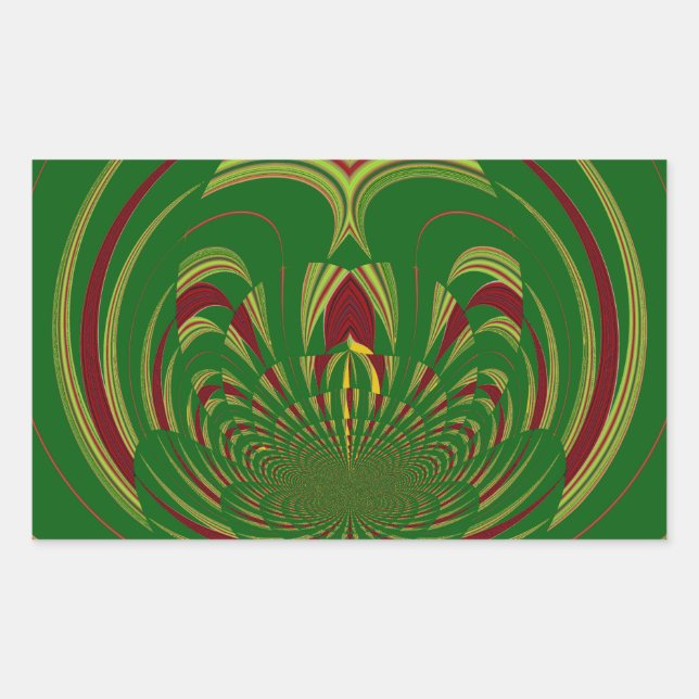 African Ethnic Green Floral Motif Pattern Design Rectangular Sticker (Front)