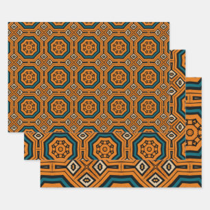 African Ethnic Inspired Pattern No10 Wrapping Paper Sheets