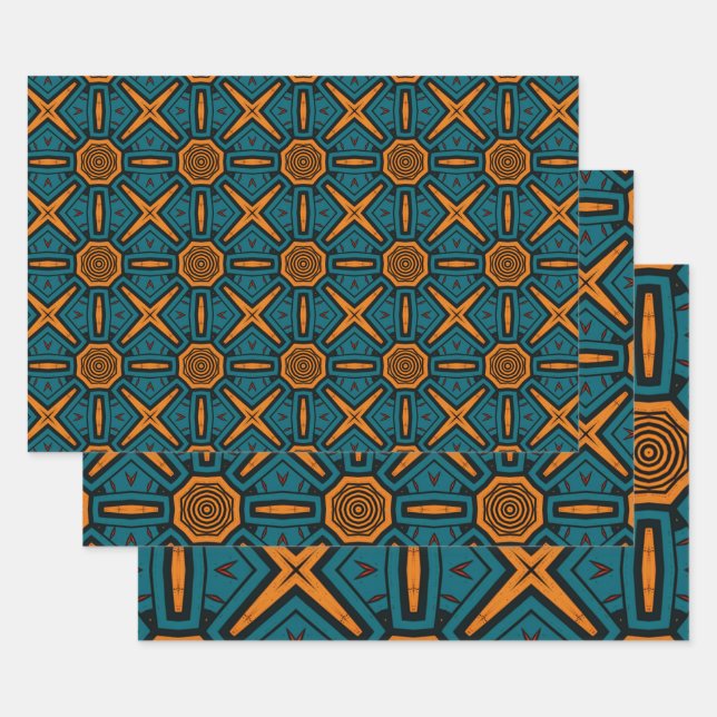 African Ethnic Inspired Pattern No11 Wrapping Paper Sheets (Set)