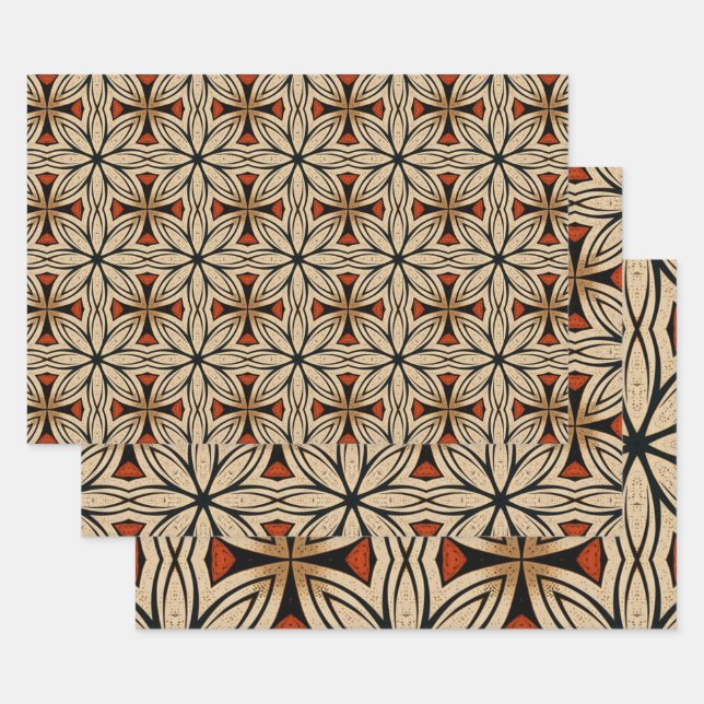 African Ethnic Inspired Pattern No1 Wrapping Paper Sheets (Set)