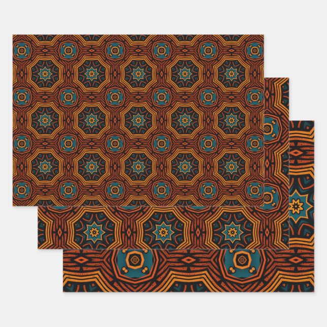 African Ethnic Inspired Pattern No3 Wrapping Paper Sheets (Set)