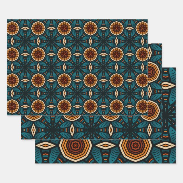 African Ethnic Inspired Pattern No4 Wrapping Paper Sheets (Set)