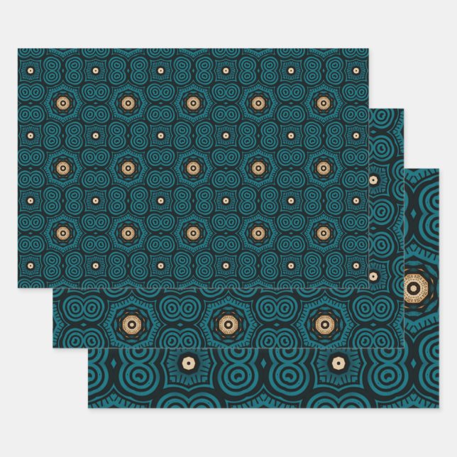 African Ethnic Inspired Pattern No5 Wrapping Paper Sheets (Set)