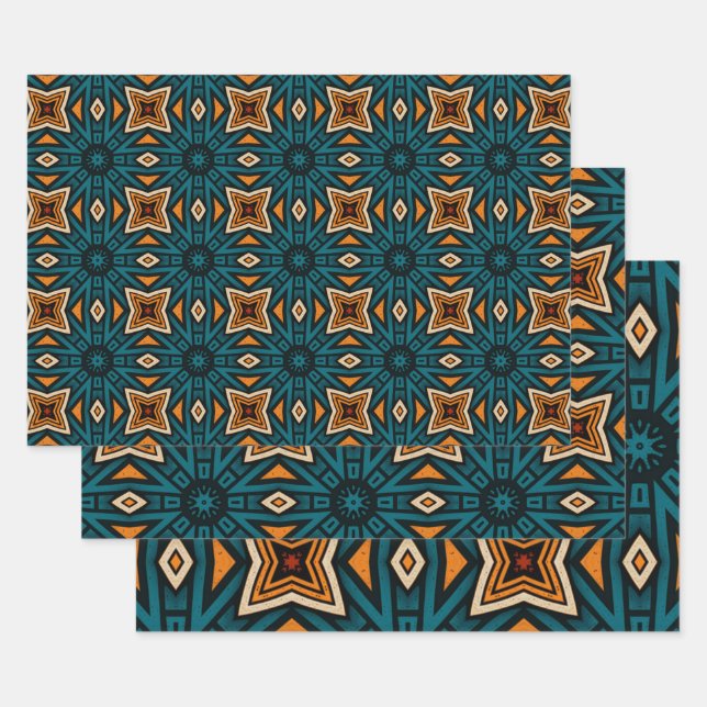 African Ethnic Inspired Pattern No9 Wrapping Paper Sheets (Set)
