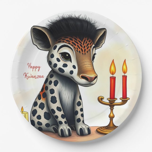 African ethnic Kwanzaa Wild Animals in Disguise Paper Plates (Front)