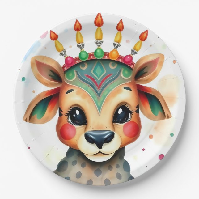 African ethnic Kwanzaa Wild Animals in Disguise Paper Plates (Front)