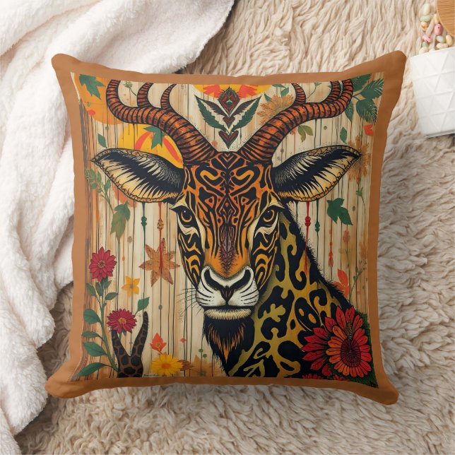 african ethnic Kwanzaa Wild Animals in Disguise  Throw Pillow (Blanket)