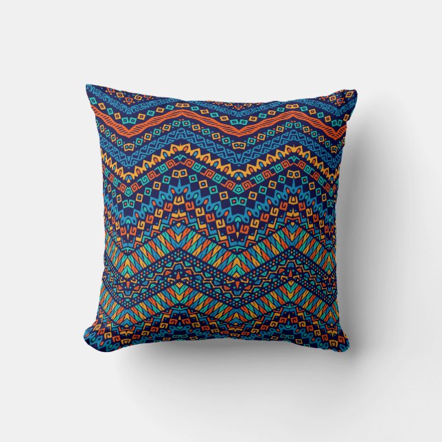 African ethnic pattern funky colors throw pillow (Front)