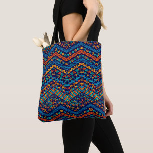 African ethnic pattern funky colors tote bag