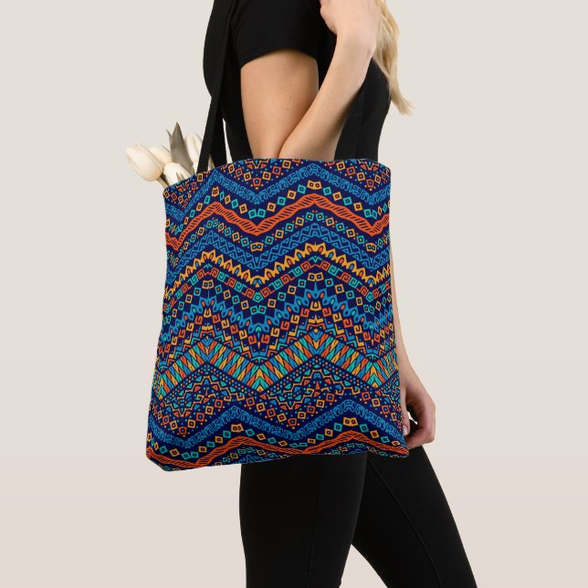 African ethnic pattern funky colors tote bag (Close Up)