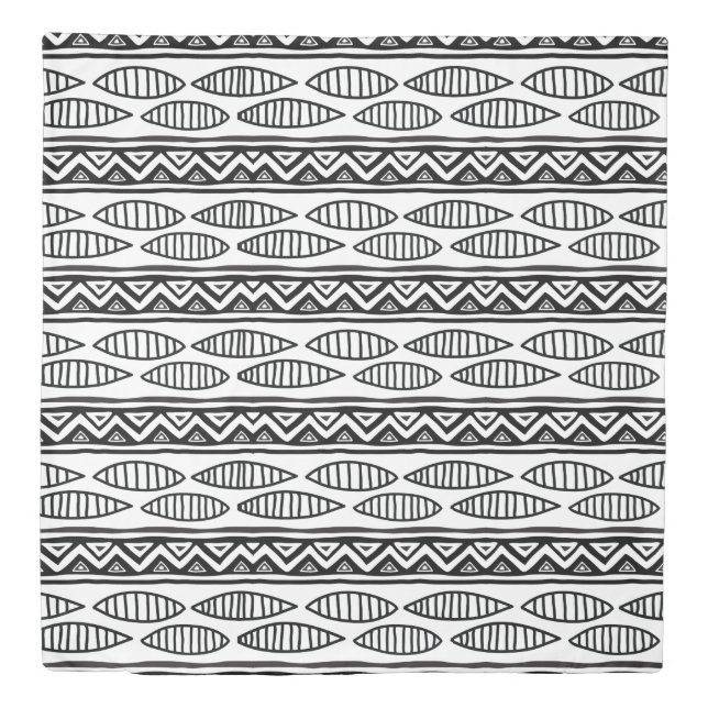 African Ethnic Pattern Monogram Black And White Duvet Cover (Front)