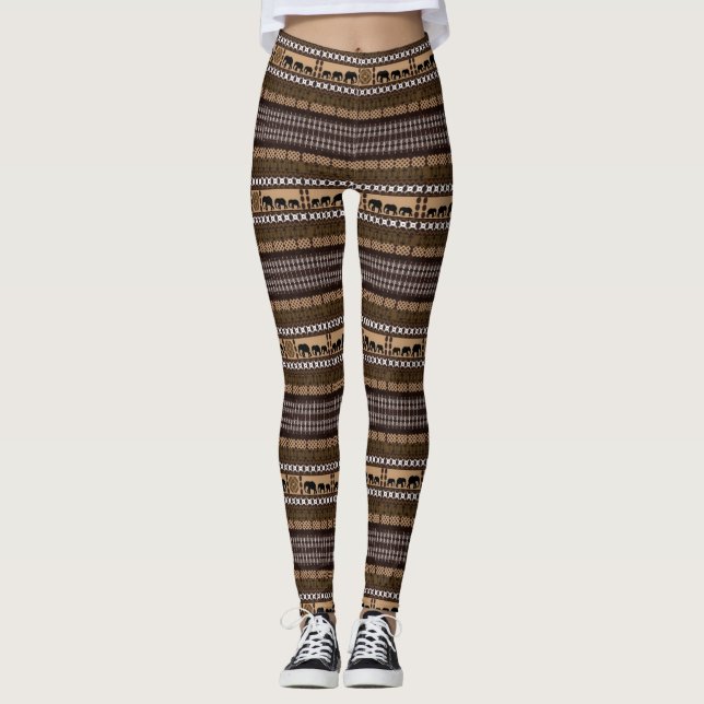 African Ethnic Print Pattern Leggings (Front)