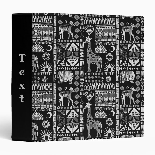 African ethnic traditional ornament, tribal patter 3 ring binder (Front/Spine)