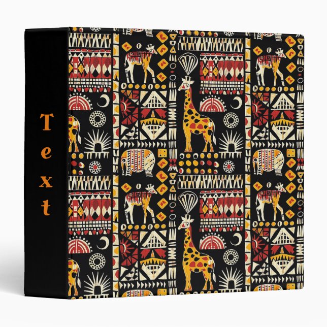 African ethnic traditional ornament, tribal patter 3 ring binder (Front/Spine)
