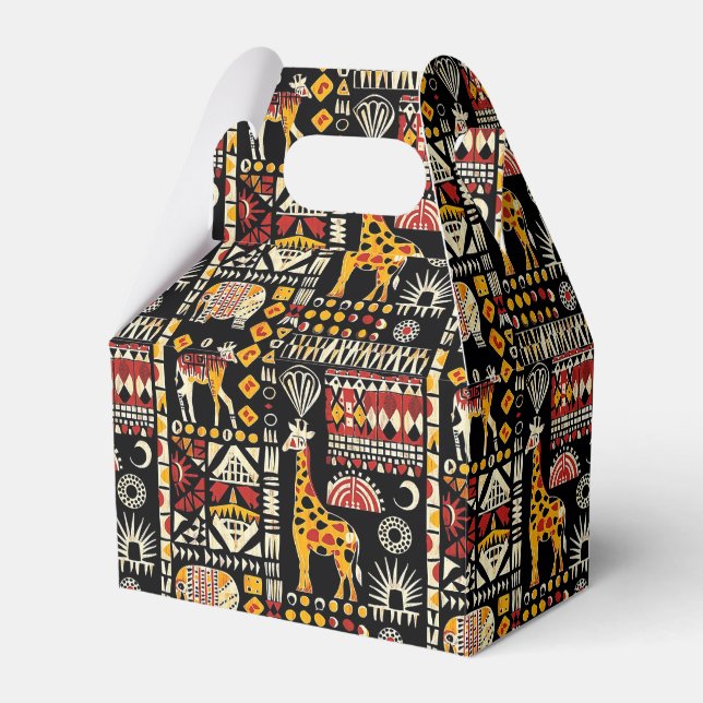 African ethnic traditional ornament, tribal patter favor boxes (Front Side)
