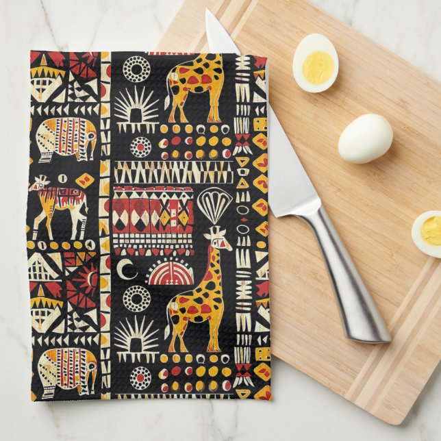 African ethnic traditional ornament, tribal patter kitchen towel (Quarter Fold)