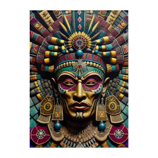 African Ethnic Tribal Masks Acrylic Print (Front)
