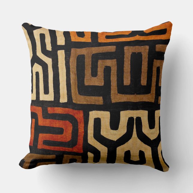 African Fabric Art Throw Pillow (Front)