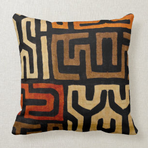 African Fabric Art Throw Pillow
