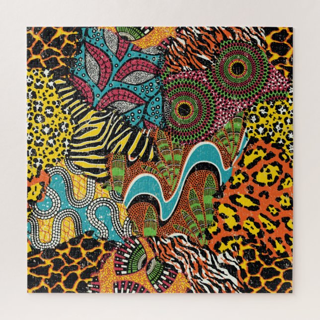 African Fabric: Wild Animal Patchwork. Jigsaw Puzzle (Vertical)