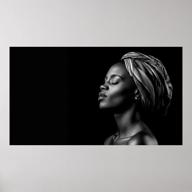 African face black and white composition  poster (Front)