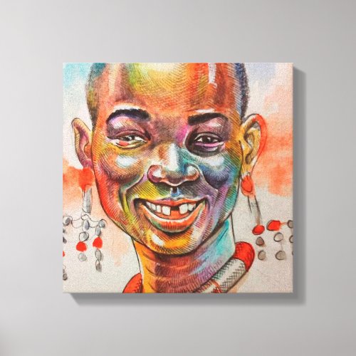 African face portrait canvas print