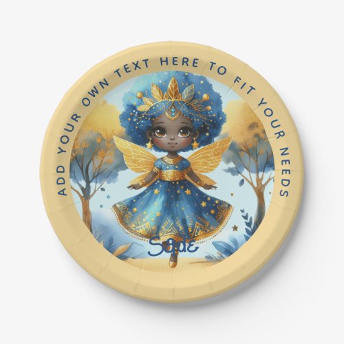 African Fairy Birthday Teal Gold Pink Princess Paper Plates