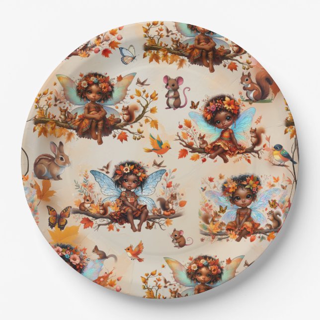 African Fairy Enchanted Forest Birthday Party Paper Plates (Front)